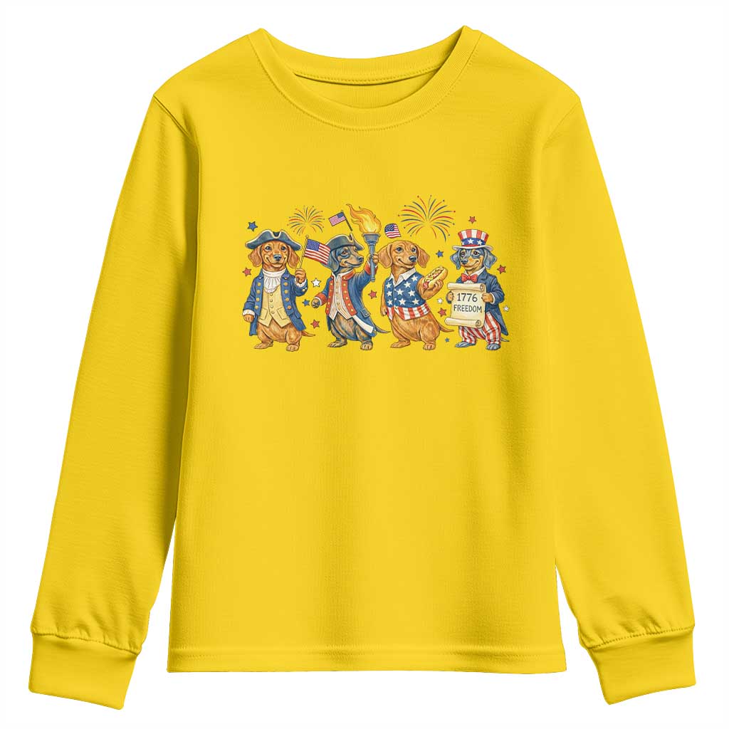 Patriotic Wiener Dog 250th Anniversary Youth Sweatshirt Dachshund Lover Gift