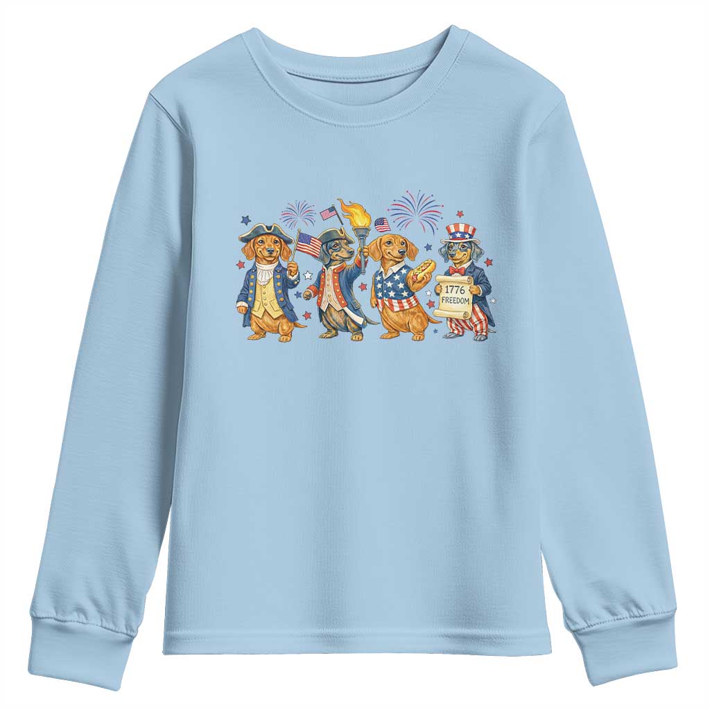 Patriotic Wiener Dog 250th Anniversary Youth Sweatshirt Dachshund Lover Gift