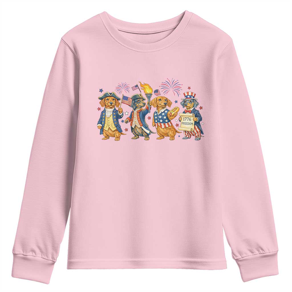 Patriotic Wiener Dog 250th Anniversary Youth Sweatshirt Dachshund Lover Gift