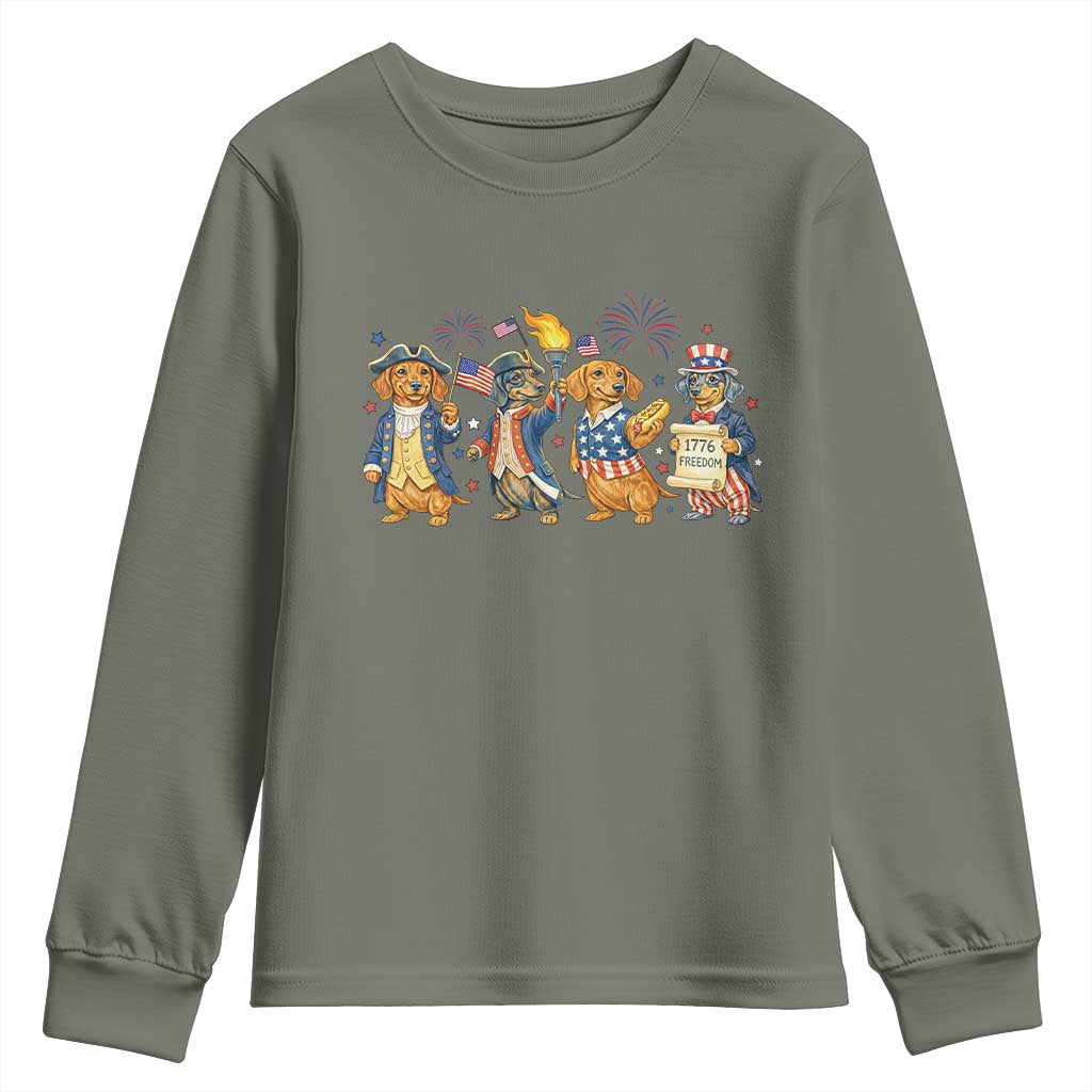 Patriotic Wiener Dog 250th Anniversary Youth Sweatshirt Dachshund Lover Gift
