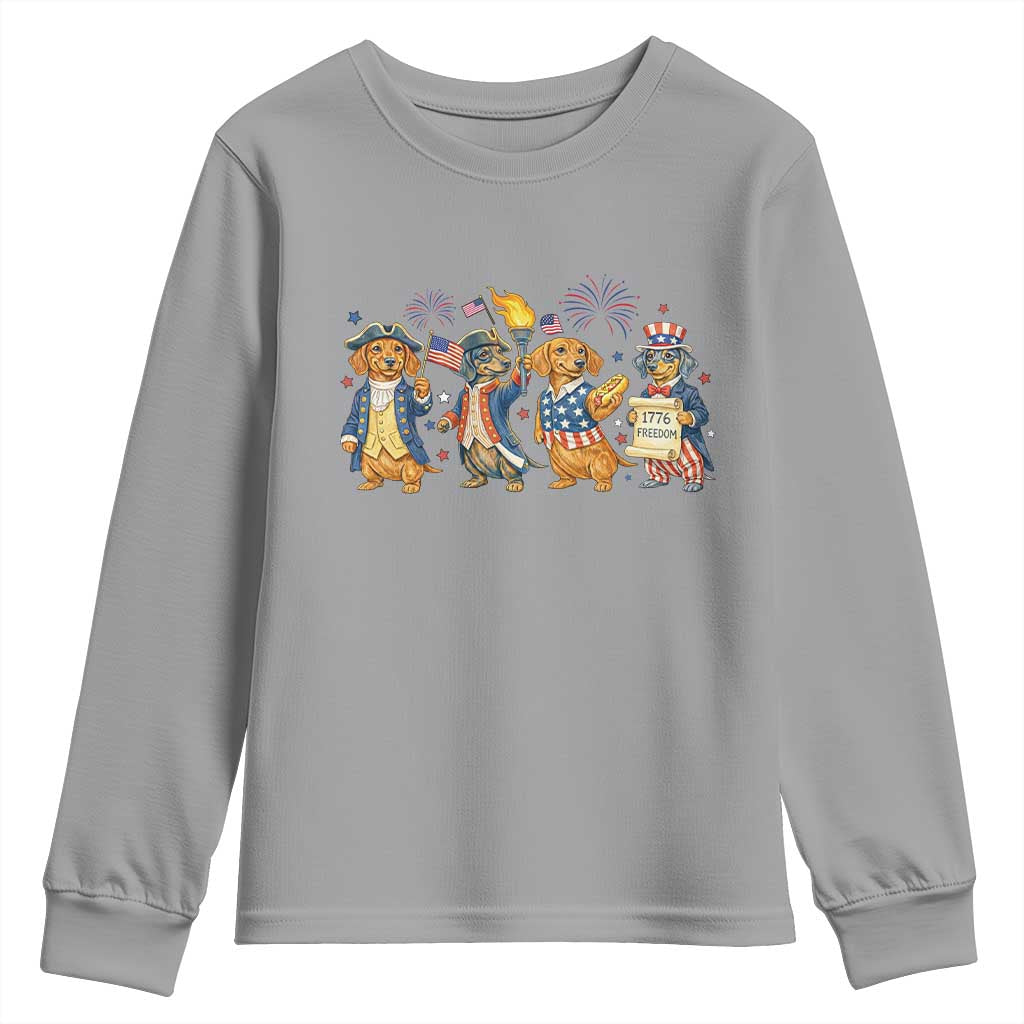 Patriotic Wiener Dog 250th Anniversary Youth Sweatshirt Dachshund Lover Gift