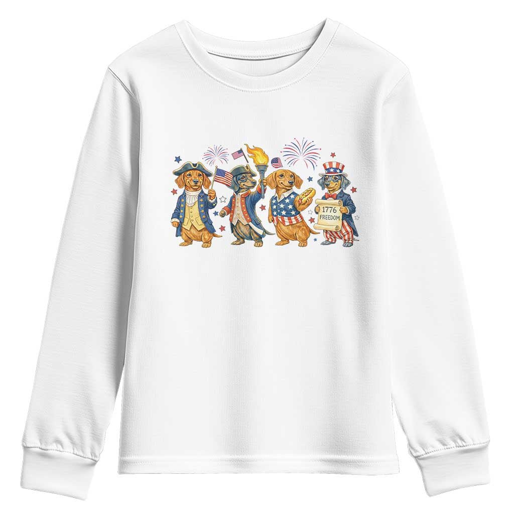 Patriotic Wiener Dog 250th Anniversary Youth Sweatshirt Dachshund Lover Gift