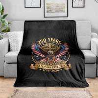 Faith And Freedom 250 Years Throw Blanket Patriotic Eagle Cross Gift