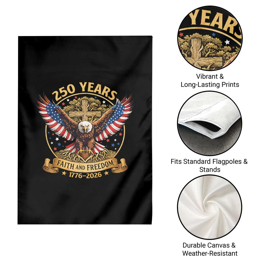 Faith And Freedom 250 Years Garden Flag Patriotic Eagle Cross Gift