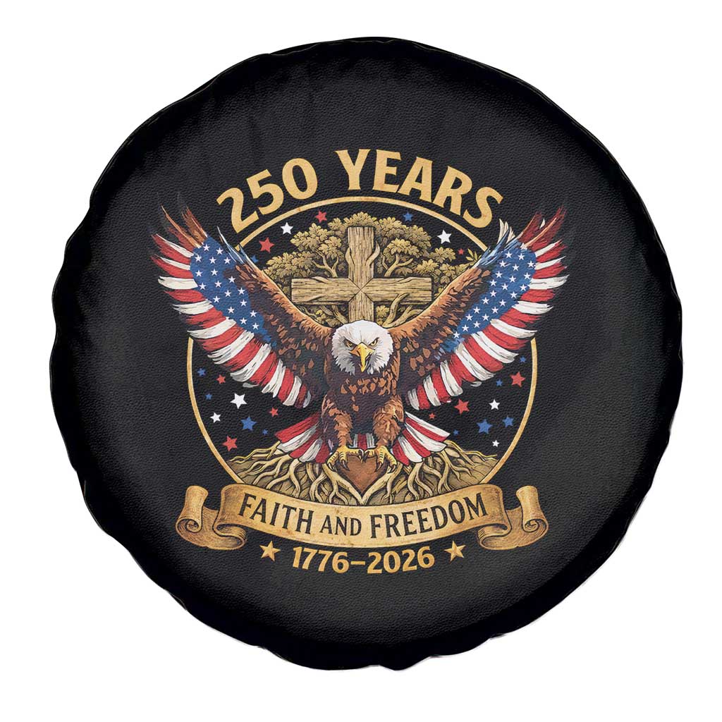Faith And Freedom 250 Years Spare Tire Cover Patriotic Eagle Cross Gift