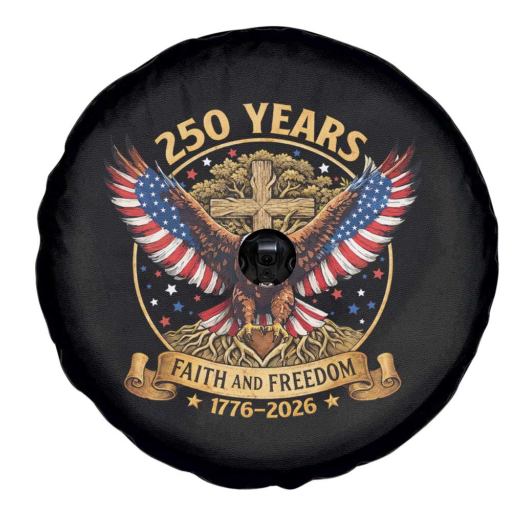 Faith And Freedom 250 Years Spare Tire Cover Patriotic Eagle Cross Gift