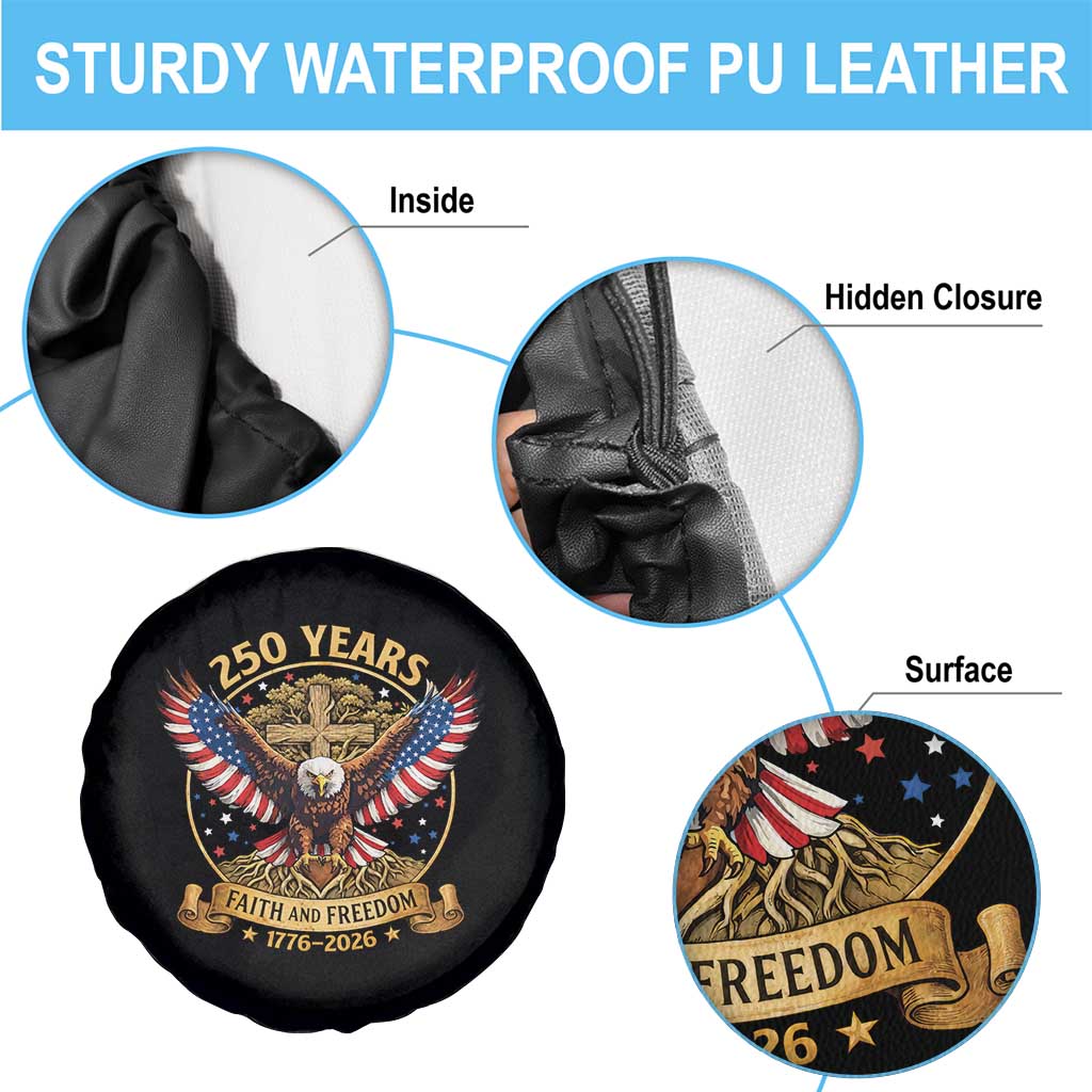 Faith And Freedom 250 Years Spare Tire Cover Patriotic Eagle Cross Gift