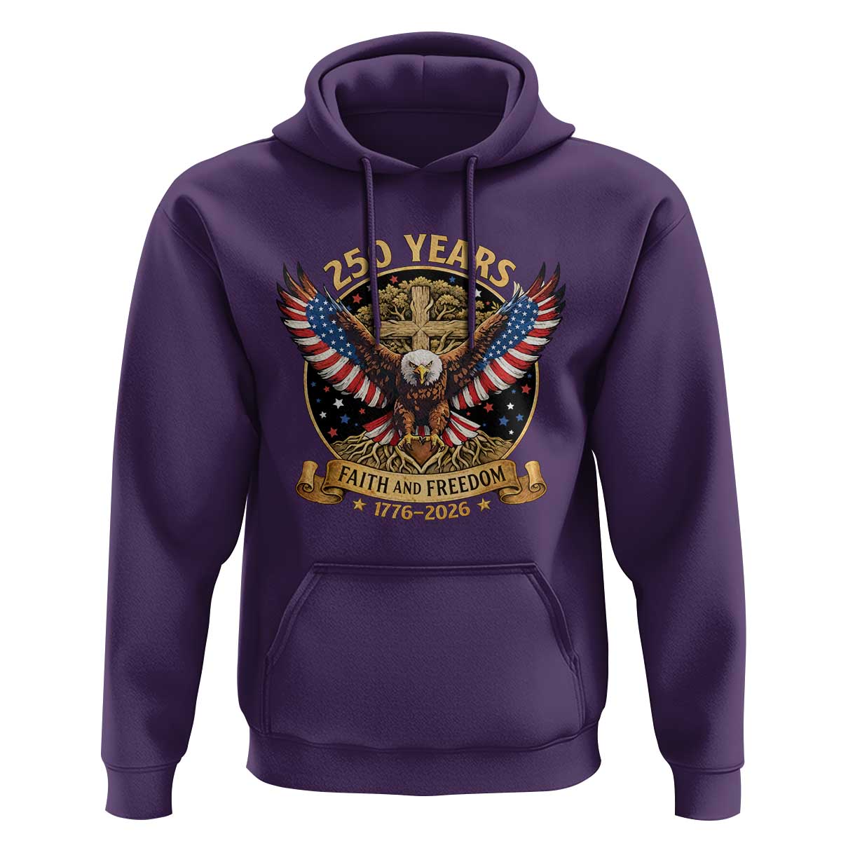 Faith And Freedom 250 Years Hoodie Patriotic Eagle Cross Gift