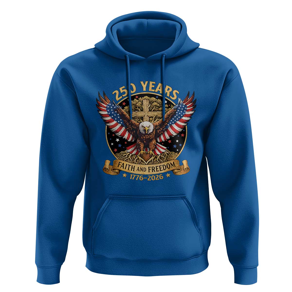 Faith And Freedom 250 Years Hoodie Patriotic Eagle Cross Gift