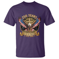 Faith And Freedom 250 Years T Shirt Patriotic Eagle Cross Gift