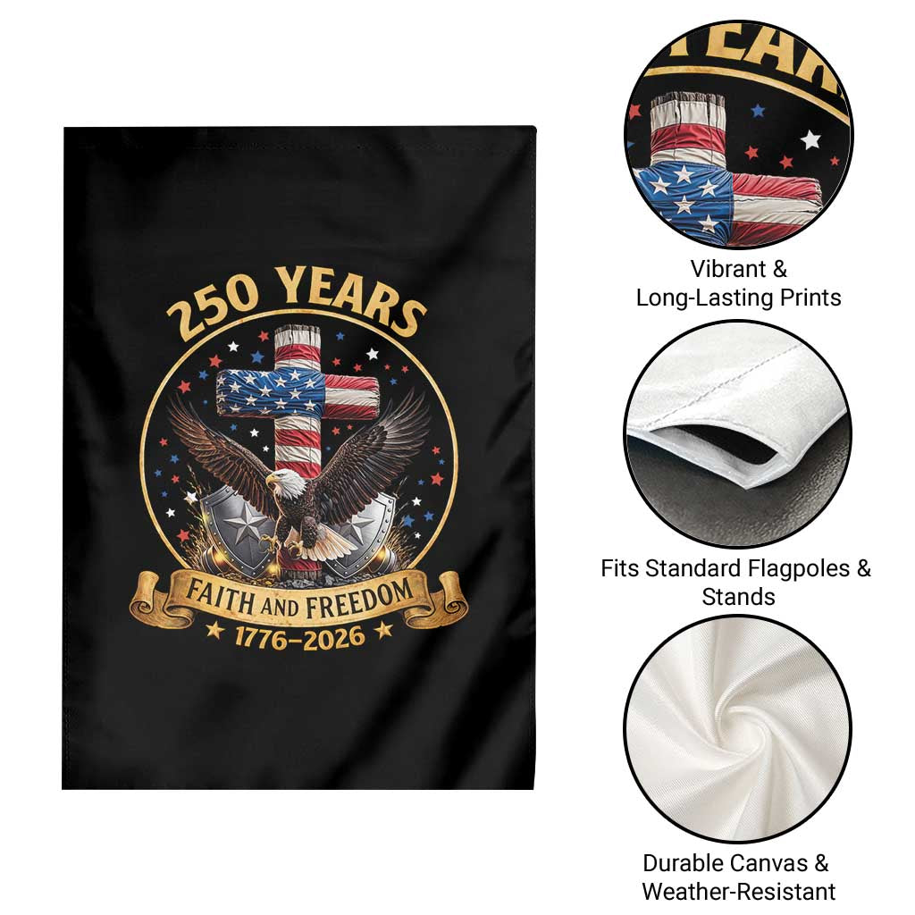 Christian Patriotic Eagle Cross Garden Flag 250 Years Faith And Freedom USA Gift