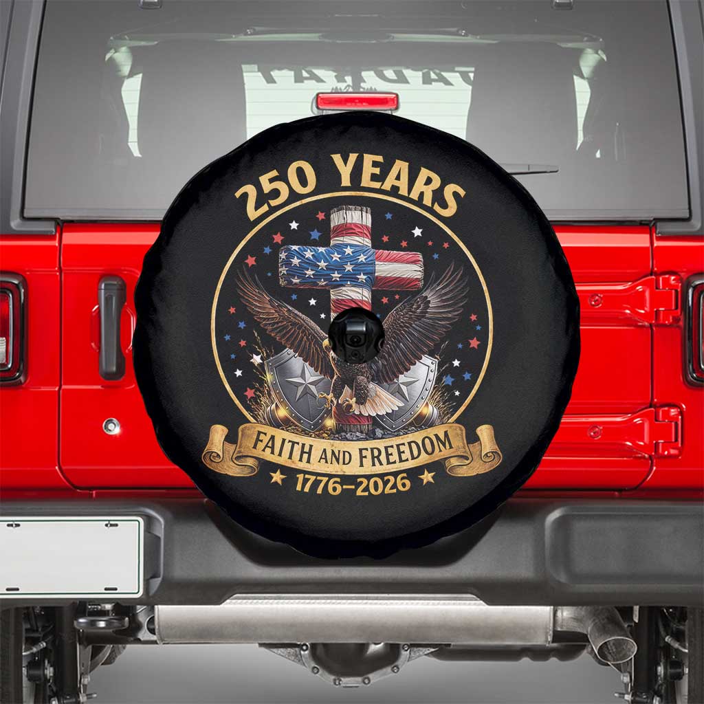 Christian Patriotic Eagle Cross Spare Tire Cover 250 Years Faith And Freedom USA Gift
