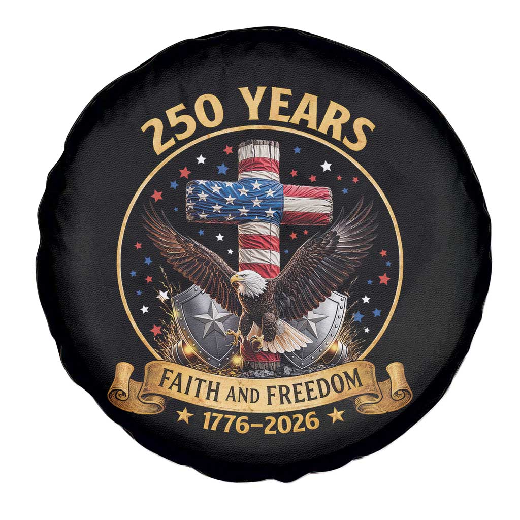 Christian Patriotic Eagle Cross Spare Tire Cover 250 Years Faith And Freedom USA Gift