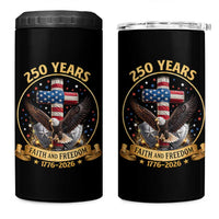 Christian Patriotic Eagle Cross 4 in 1 Can Cooler Tumbler 250 Years Faith And Freedom USA Gift