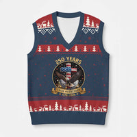 Christian Patriotic Eagle Cross V-Neck Knit Sweater Vest 250 Years Faith And Freedom USA Gift