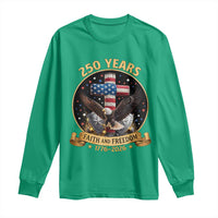 Christian Patriotic Eagle Cross Long Sleeve Shirt 250 Years Faith And Freedom USA Gift