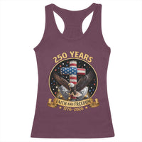 Christian Patriotic Eagle Cross Racerback Tank Top 250 Years Faith And Freedom USA Gift