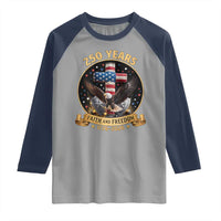 Christian Patriotic Eagle Cross Raglan Shirt 250 Years Faith And Freedom USA Gift