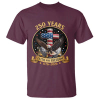 Christian Patriotic Eagle Cross T Shirt 250 Years Faith And Freedom USA Gift