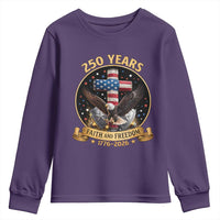 Christian Patriotic Eagle Cross Youth Sweatshirt 250 Years Faith And Freedom USA Gift