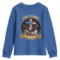 Christian Patriotic Eagle Cross Youth Sweatshirt 250 Years Faith And Freedom USA Gift