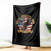 250 Years Faith And Freedom Throw Blanket Patriotic Eagle Cross American Pride Gift