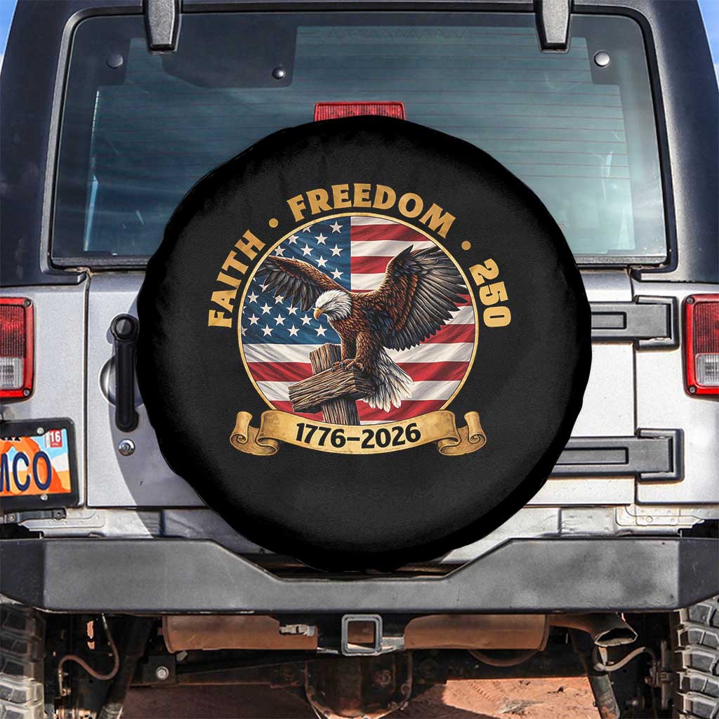 250 Years Faith And Freedom Spare Tire Cover Patriotic Eagle Cross American Pride Gift