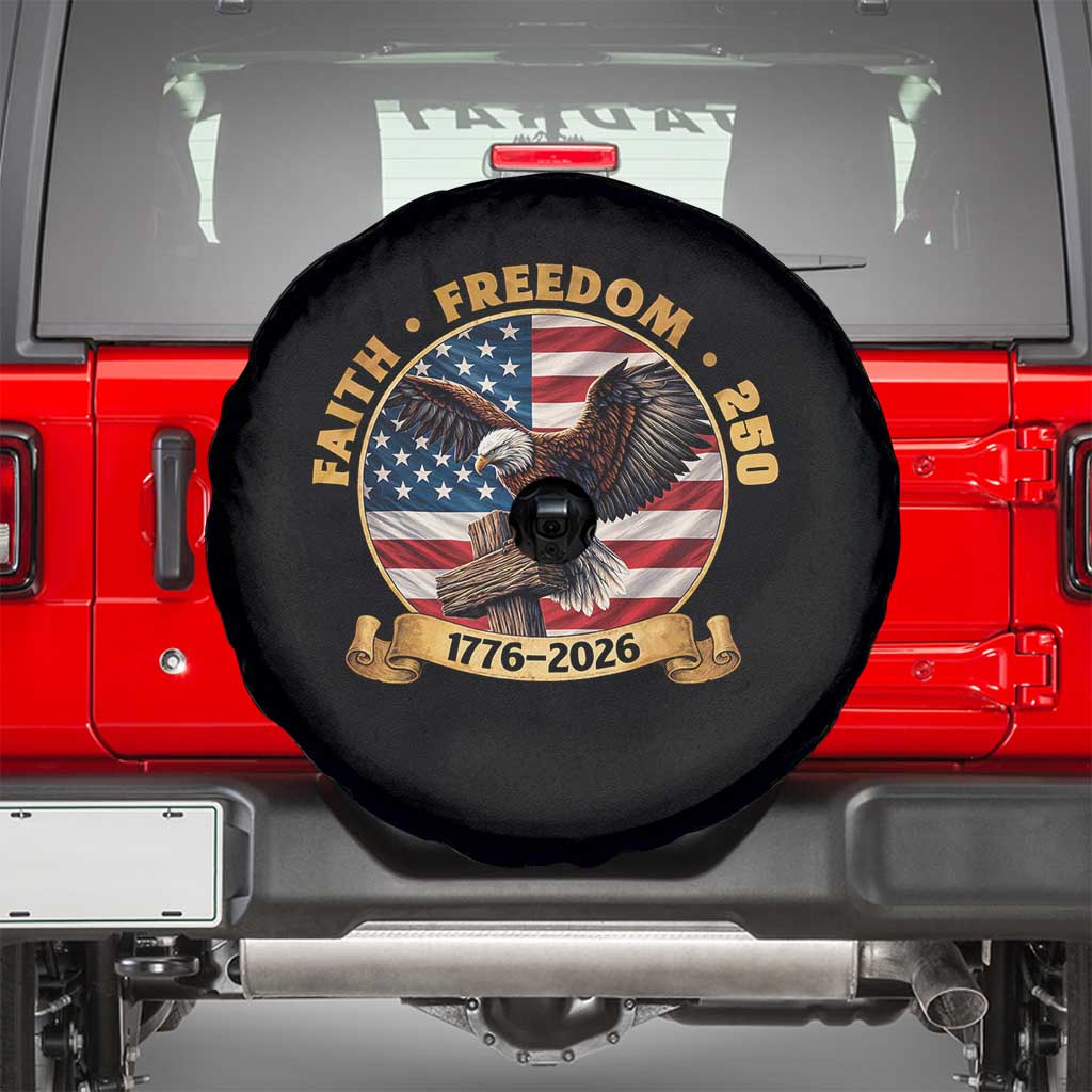 250 Years Faith And Freedom Spare Tire Cover Patriotic Eagle Cross American Pride Gift