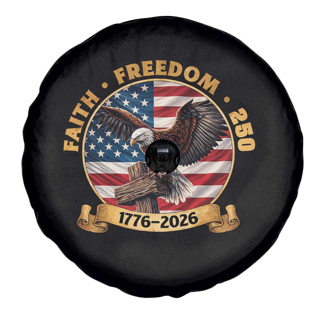 250 Years Faith And Freedom Spare Tire Cover Patriotic Eagle Cross American Pride Gift