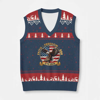250 Years Faith And Freedom V-Neck Knit Sweater Vest Patriotic Eagle Cross American Pride Gift