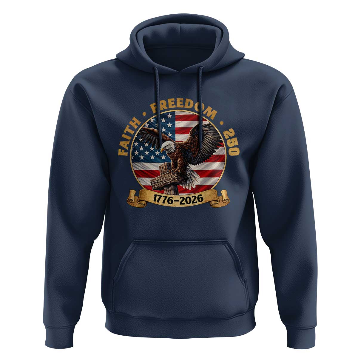 250 Years Faith And Freedom Hoodie Patriotic Eagle Cross American Pride Gift
