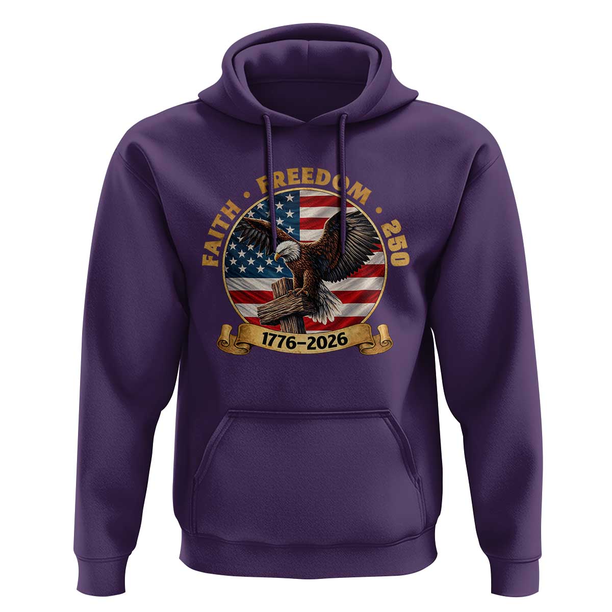 250 Years Faith And Freedom Hoodie Patriotic Eagle Cross American Pride Gift