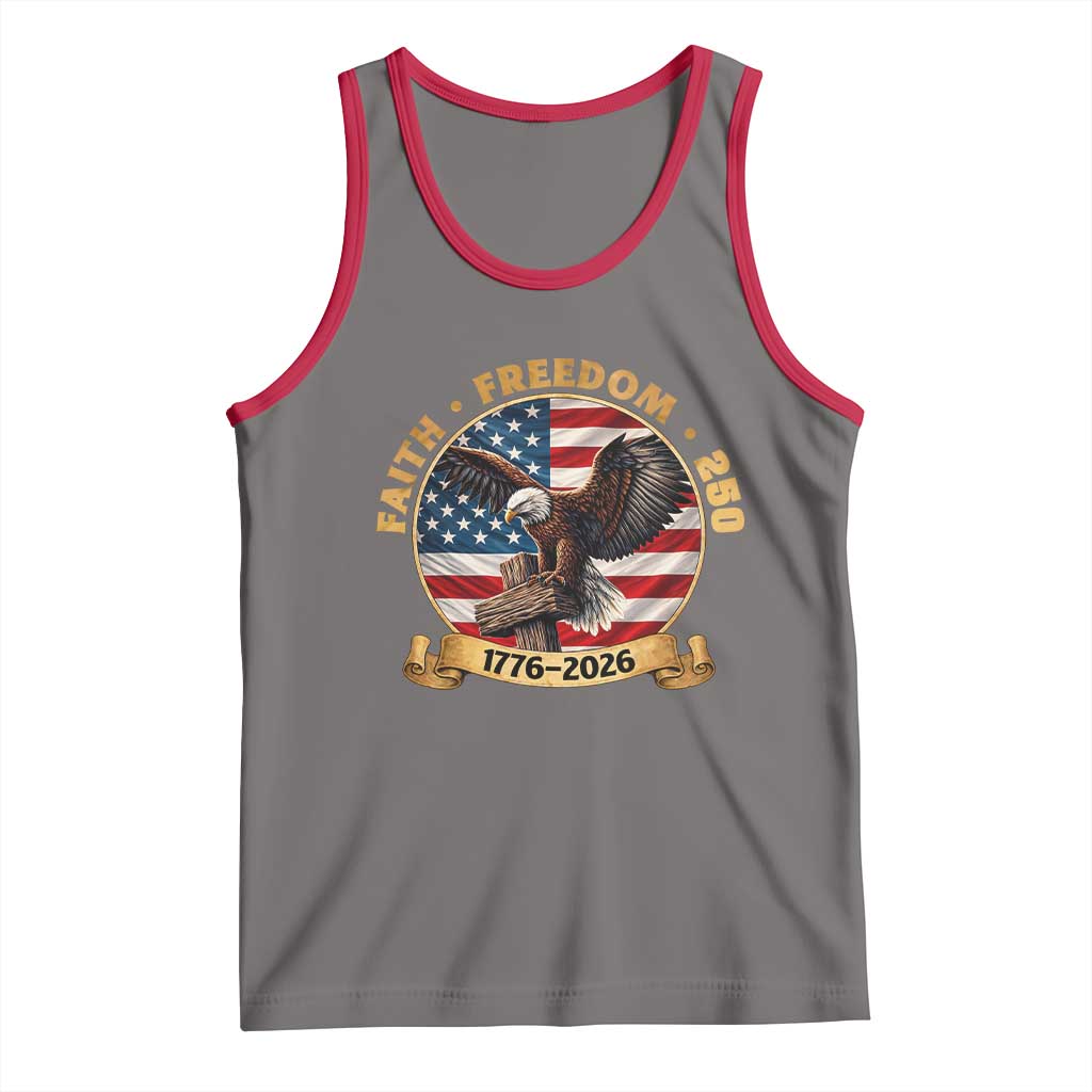 250 Years Faith And Freedom Tank Top Patriotic Eagle Cross American Pride Gift