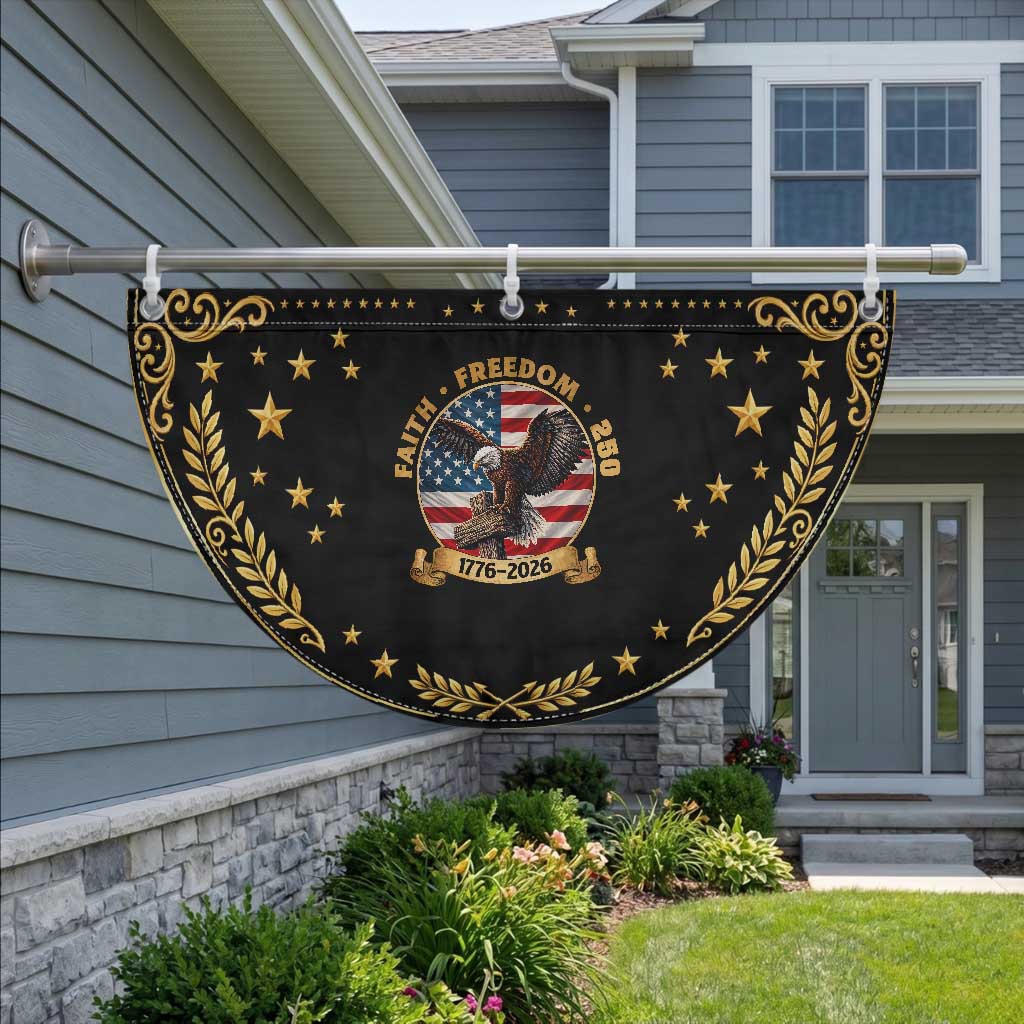 250 Years Faith And Freedom Patriotic Fan Flag Eagle Cross American Pride Gift