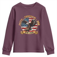 250 Years Faith And Freedom Youth Sweatshirt Patriotic Eagle Cross American Pride Gift