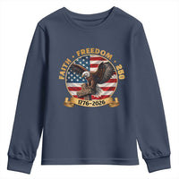 250 Years Faith And Freedom Youth Sweatshirt Patriotic Eagle Cross American Pride Gift