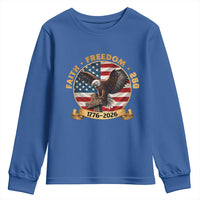250 Years Faith And Freedom Youth Sweatshirt Patriotic Eagle Cross American Pride Gift