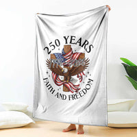 250 Years Faith And Freedom Throw Blanket Patriotic Christian Eagle