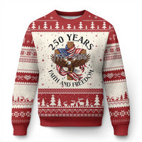250 Years Faith And Freedom Ugly Christmas Sweater Patriotic Christian Eagle