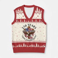 250 Years Faith And Freedom V-Neck Knit Sweater Vest Patriotic Christian Eagle