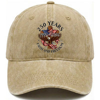 250 Years Faith And Freedom Washed Cotton Baseball Cap Patriotic Christian Eagle