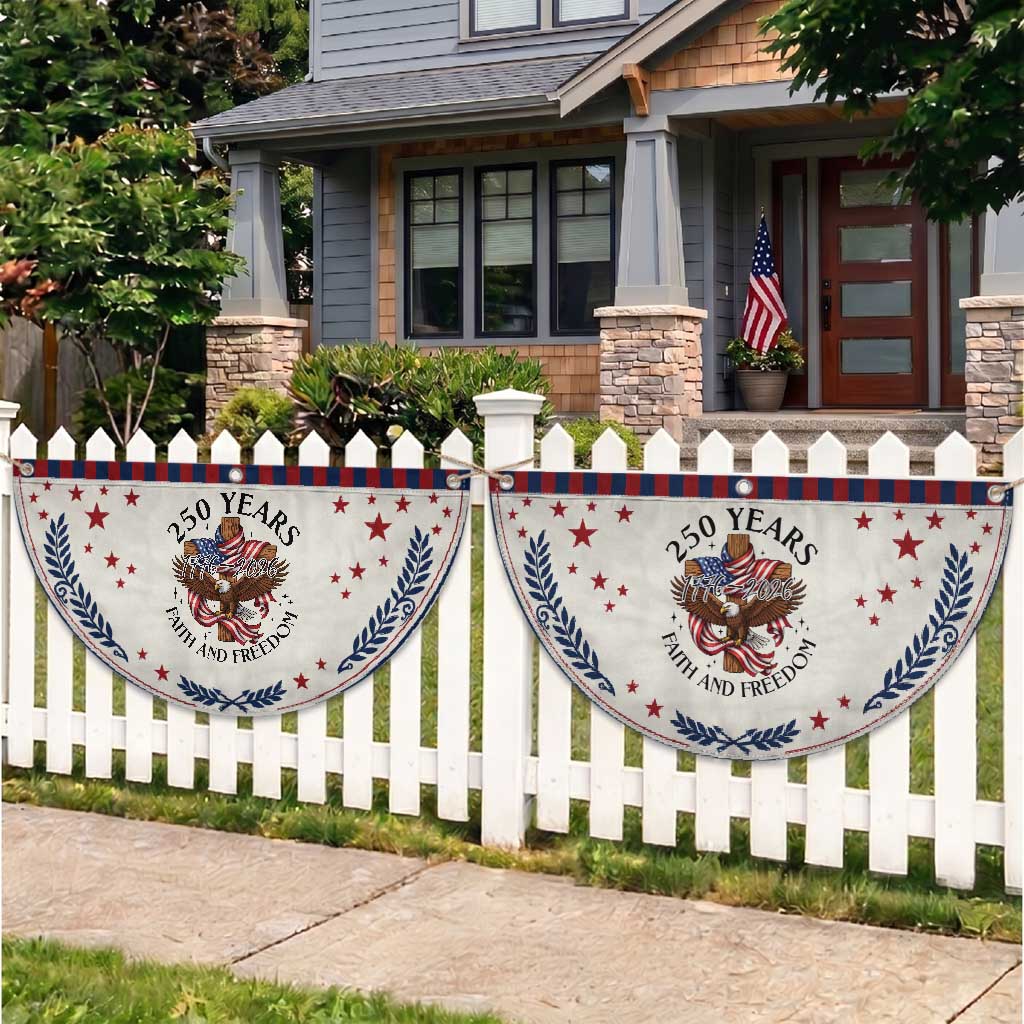 250 Years Faith And Freedom Patriotic Fan Flag Christian Eagle Gift