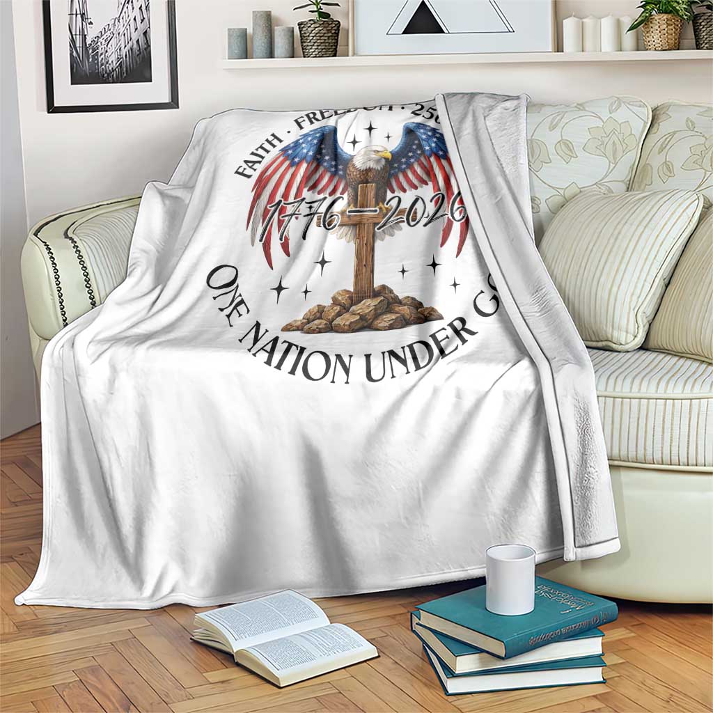 Patriotic Eagle Cross One Nation Under God Throw Blanket 250th Anniversary
