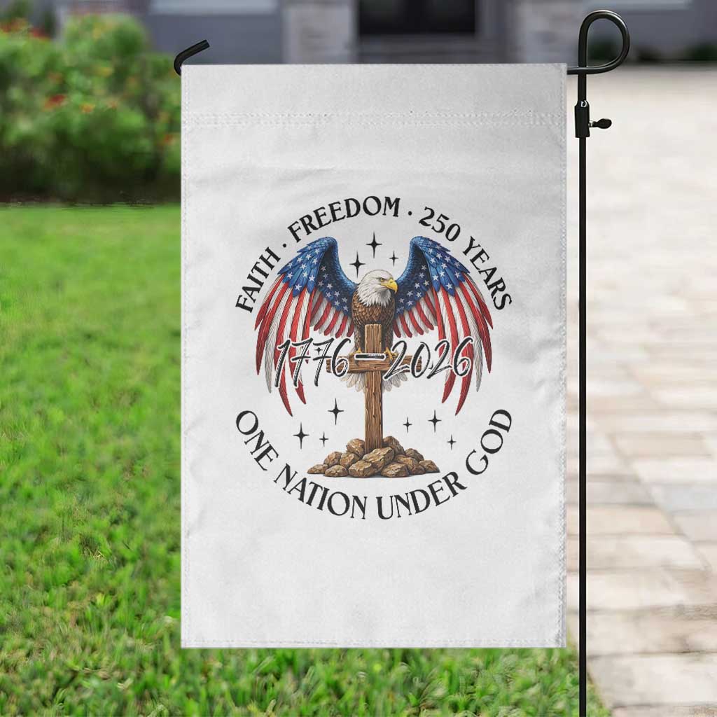 Patriotic Eagle Cross One Nation Under God Garden Flag 250th Anniversary