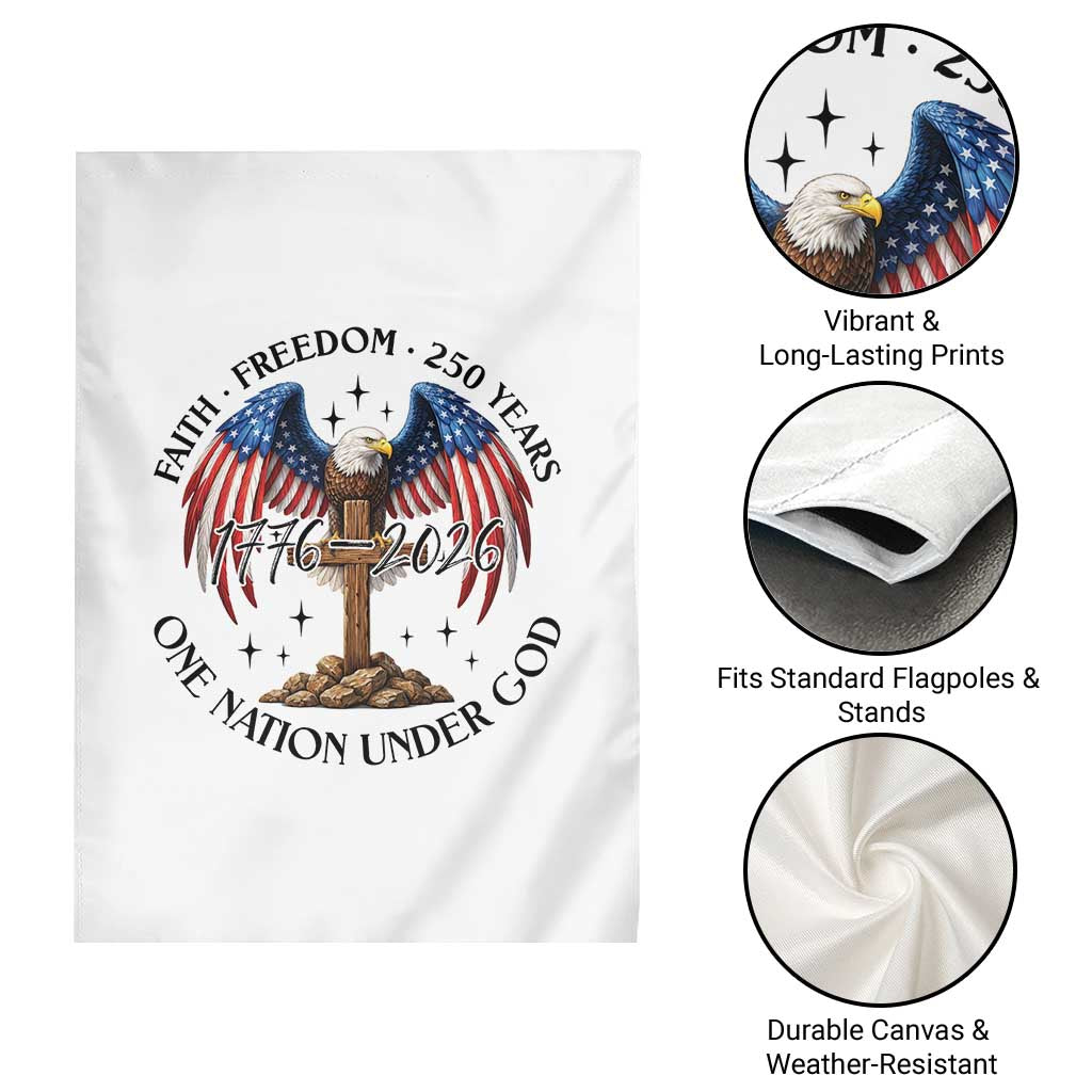 Patriotic Eagle Cross One Nation Under God Garden Flag 250th Anniversary