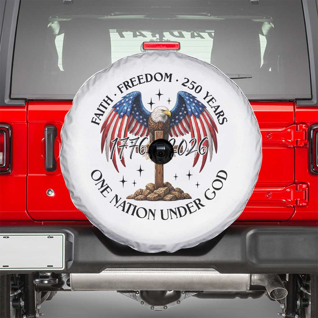 Patriotic Eagle Cross One Nation Under God Spare Tire Cover 250th Anniversary