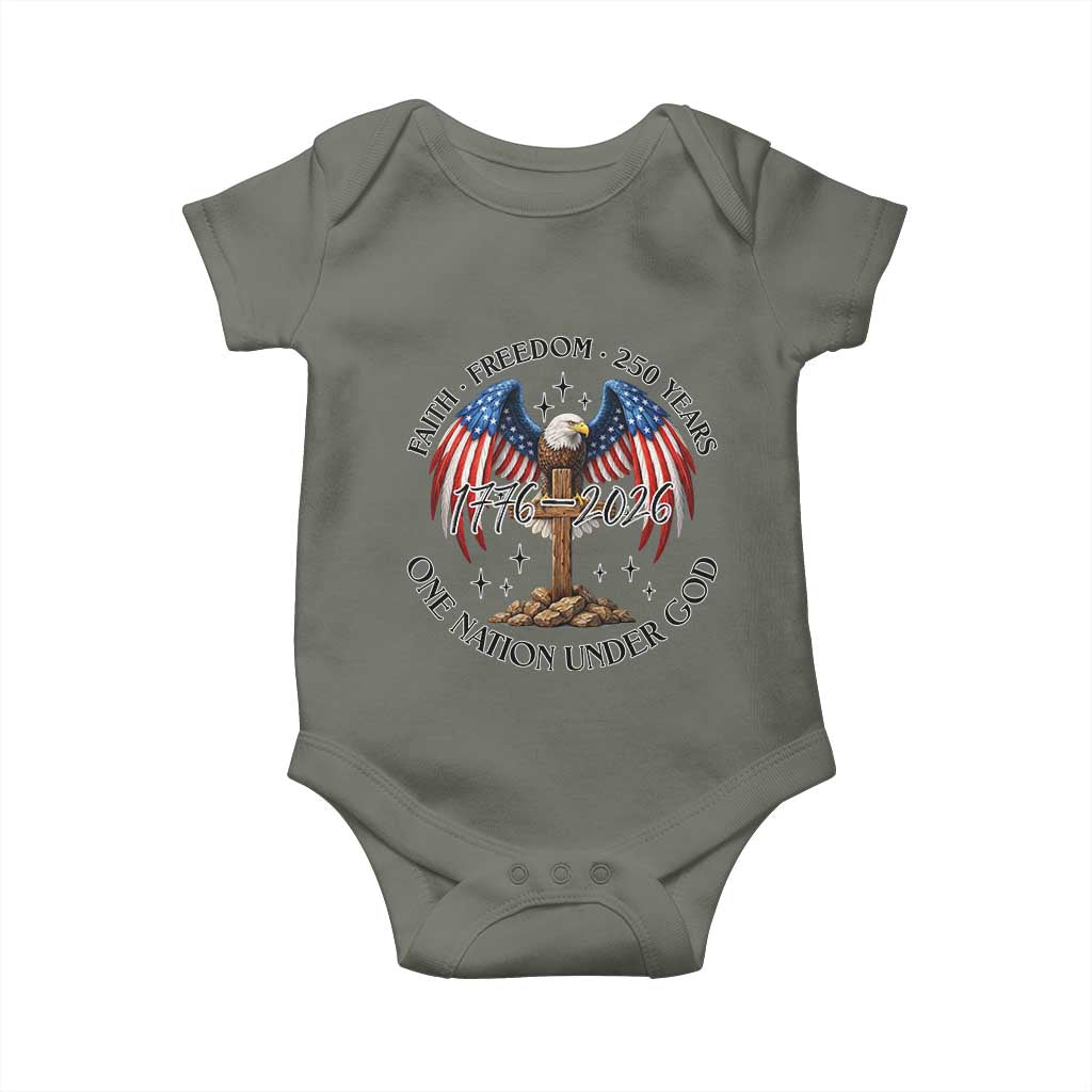 Patriotic Eagle Cross One Nation Under God Baby Onesie 250th Anniversary