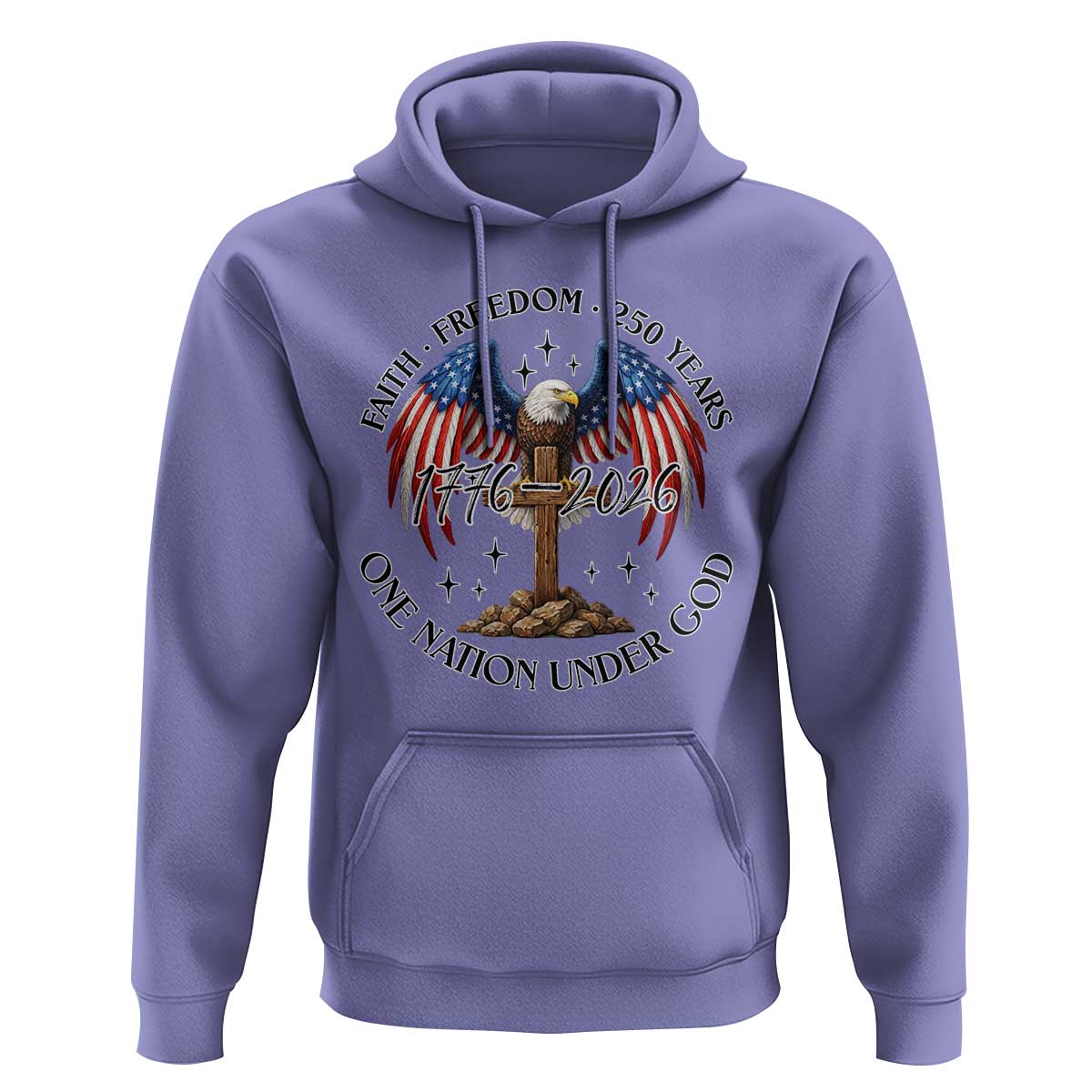 Patriotic Eagle Cross One Nation Under God Hoodie 250th Anniversary