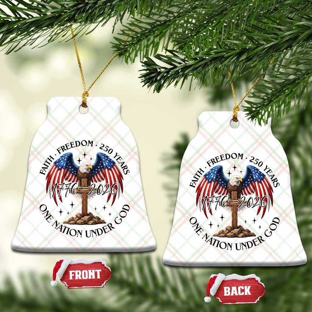 Patriotic Eagle Cross One Nation Under God Ceramic Ornament 250th Anniversary