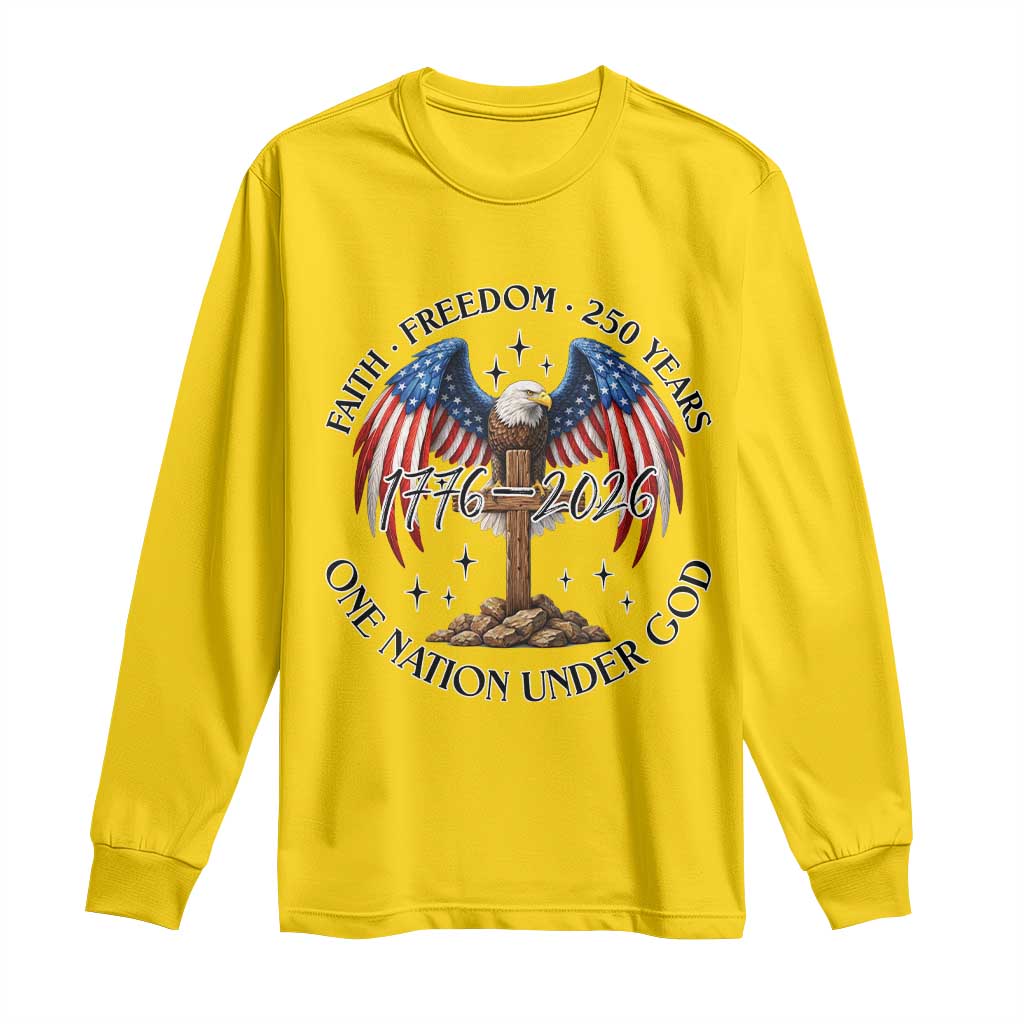 Patriotic Eagle Cross One Nation Under God Long Sleeve Shirt 250th Anniversary